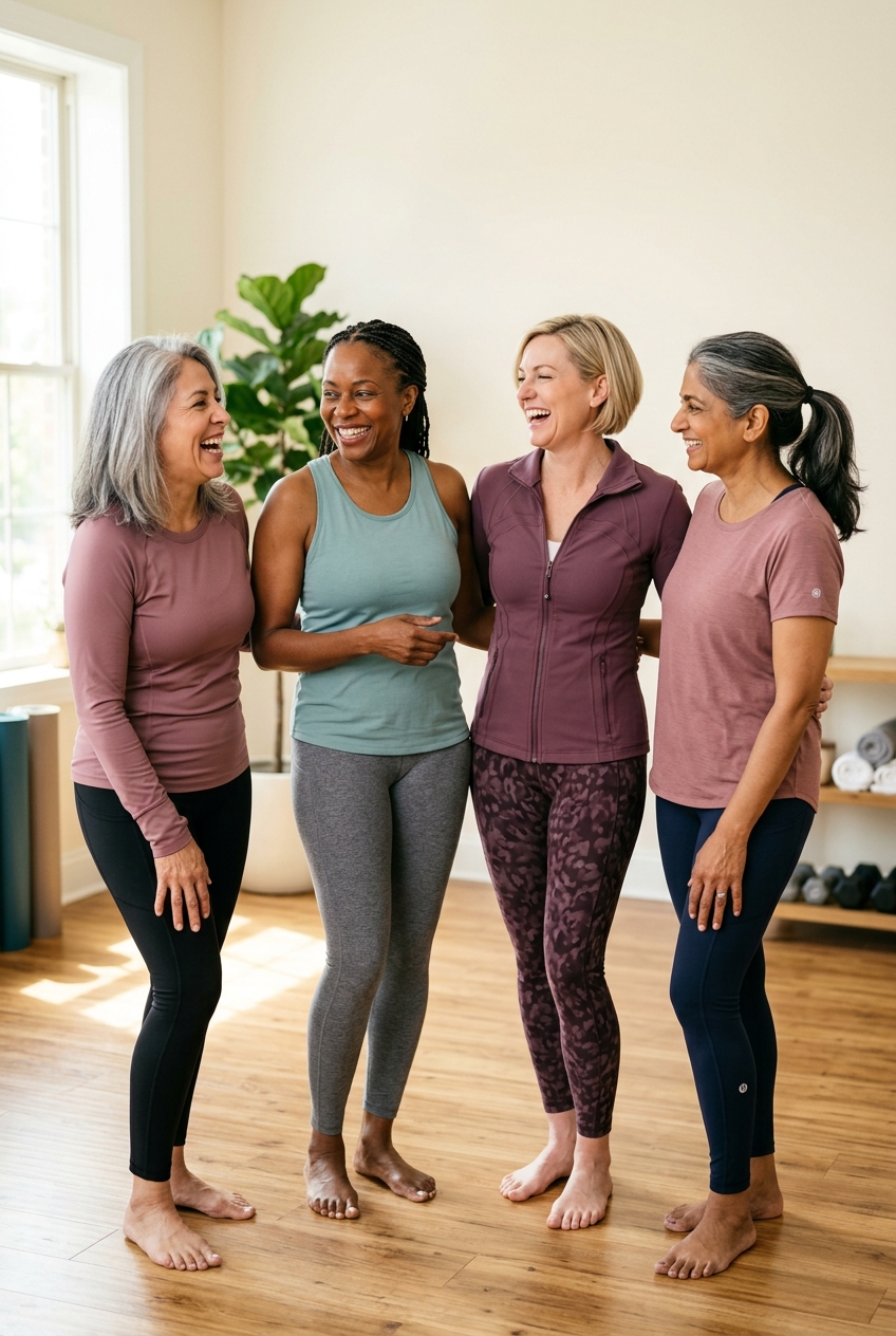 A woman smiling during her strength workout
